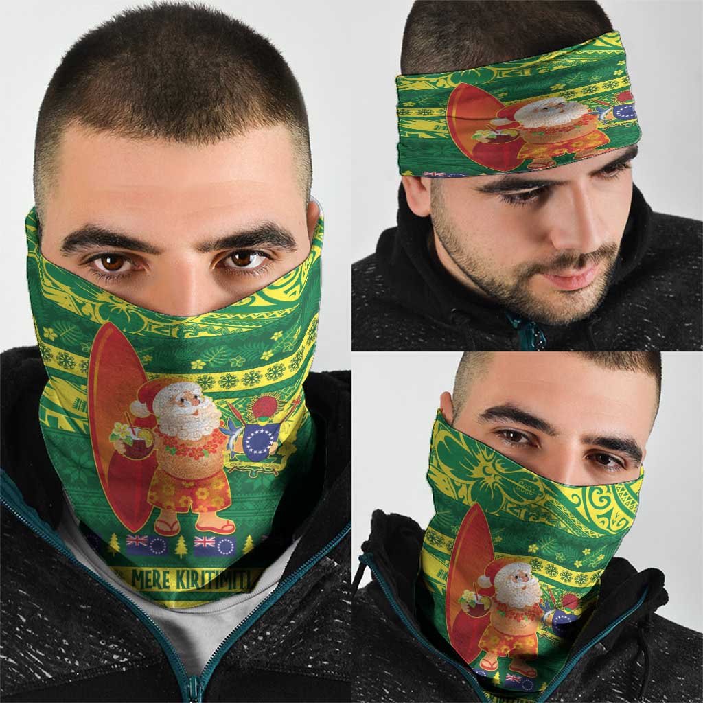 Cook Islands Christmas Neck Gaiter Surfing Santa Mere Kiritimiti - Polynesian Pride