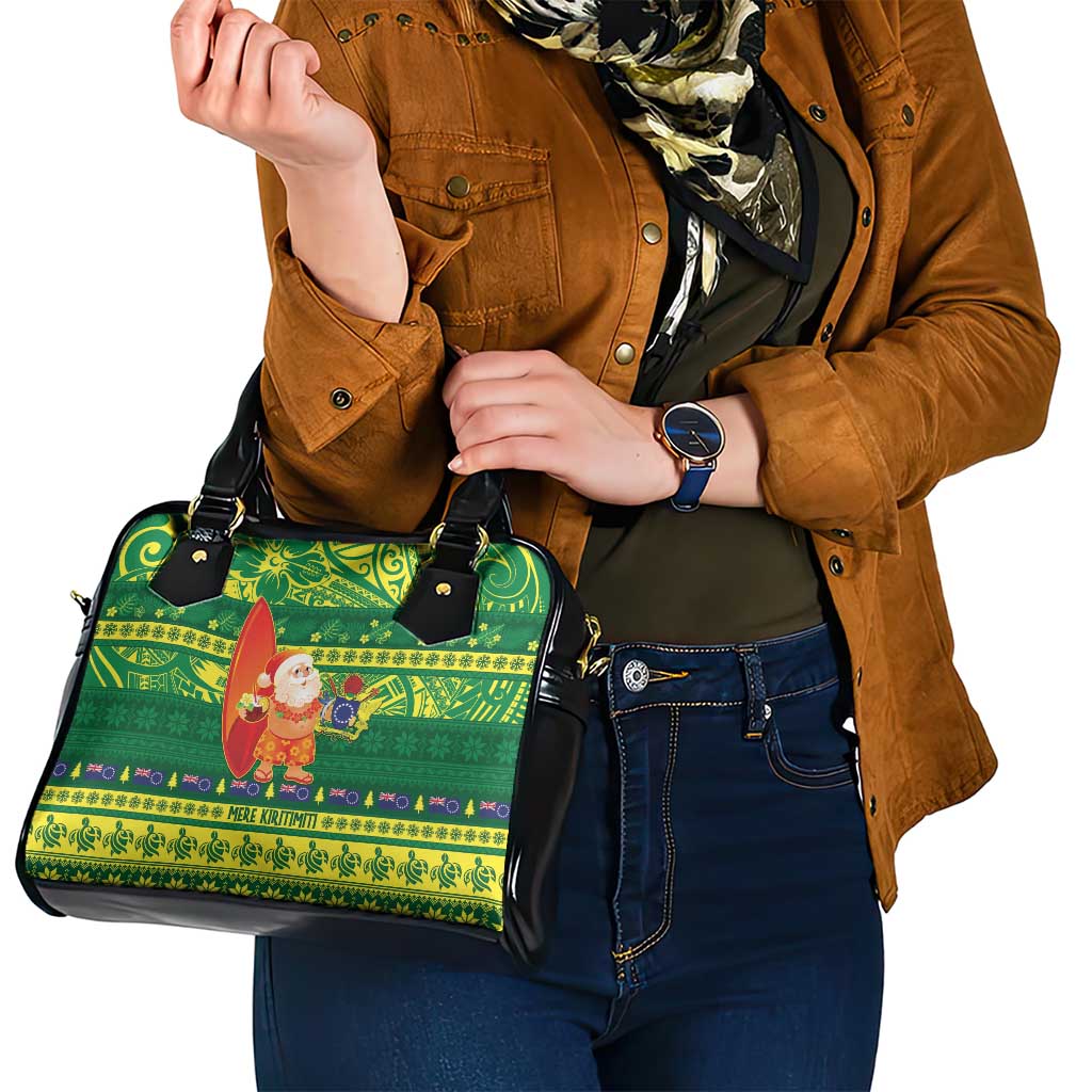Cook Islands Christmas Shoulder Handbag Surfing Santa Mere Kiritimiti - Polynesian Pride