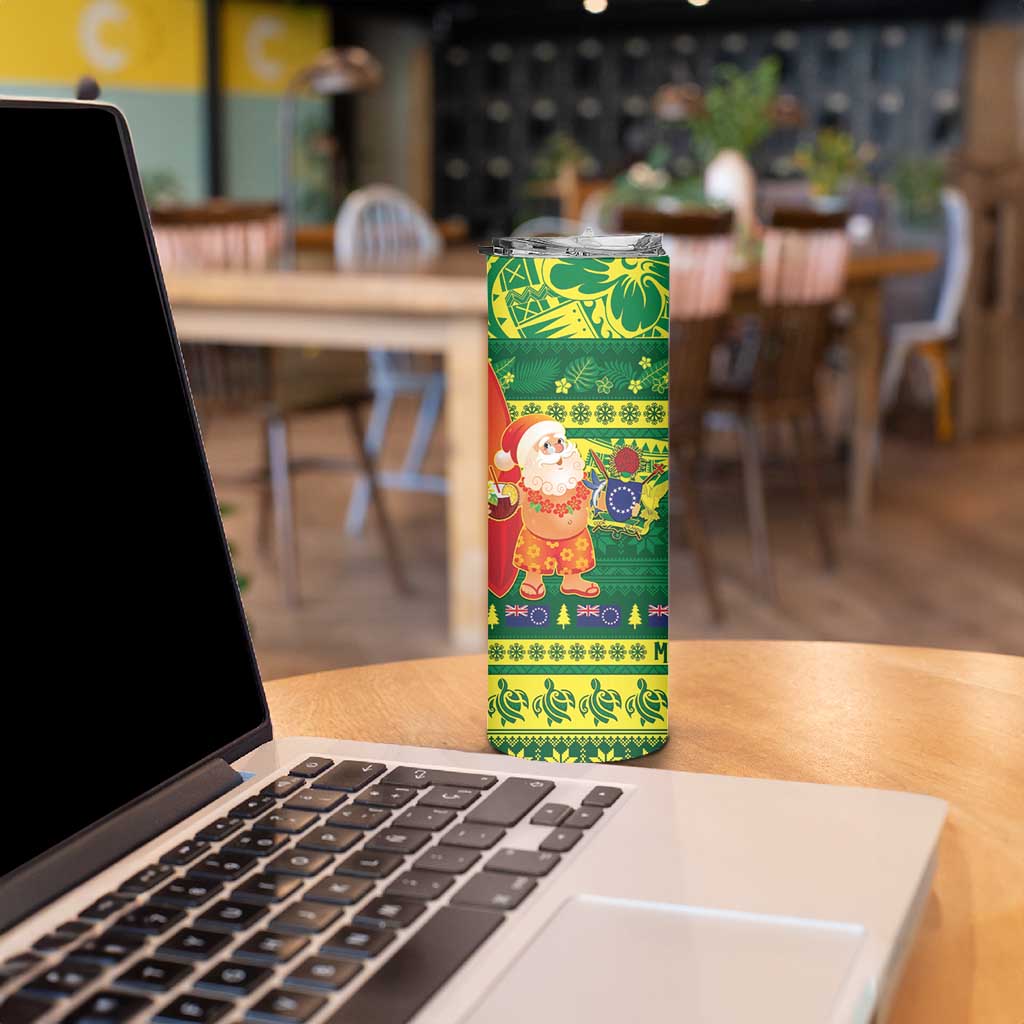 Cook Islands Christmas Skinny Tumbler Surfing Santa Mere Kiritimiti - Polynesian Pride