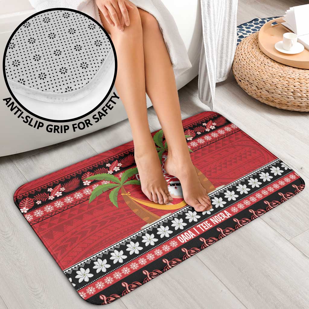 French Polynesia Christmas Bathroom Set Tiare Chilling Santa Oaoa I teie Noera - Polynesian Pride