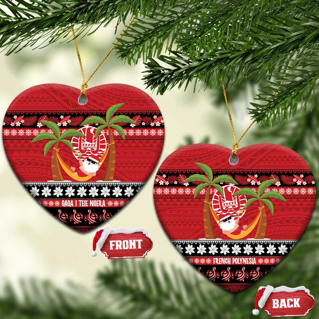 French Polynesia Christmas Ceramic Ornament Tiare Chilling Santa Oaoa I teie Noera - Polynesian Pride