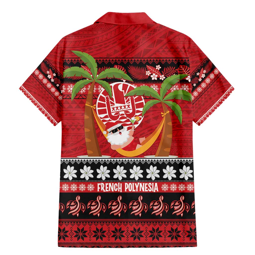 French Polynesia Christmas Family Matching Mermaid Dress and Hawaiian Shirt Tiare Chilling Santa Oaoa I teie Noera LT14 - Polynesian Pride