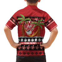 French Polynesia Christmas Family Matching Off Shoulder Maxi Dress and Hawaiian Shirt Tiare Chilling Santa Oaoa I teie Noera LT14 - Polynesian Pride