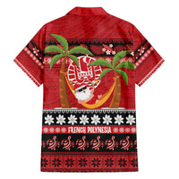 French Polynesia Christmas Family Matching Off Shoulder Short Dress and Hawaiian Shirt Tiare Chilling Santa Oaoa I teie Noera LT14 - Polynesian Pride
