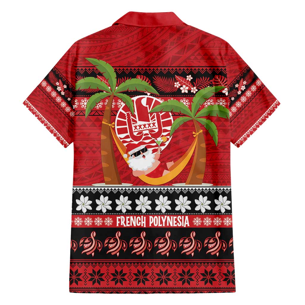 French Polynesia Christmas Family Matching Puletasi and Hawaiian Shirt Tiare Chilling Santa Oaoa I teie Noera LT14 - Polynesian Pride