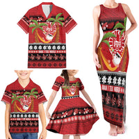 French Polynesia Christmas Family Matching Tank Maxi Dress and Hawaiian Shirt Tiare Chilling Santa Oaoa I teie Noera LT14 - Polynesian Pride