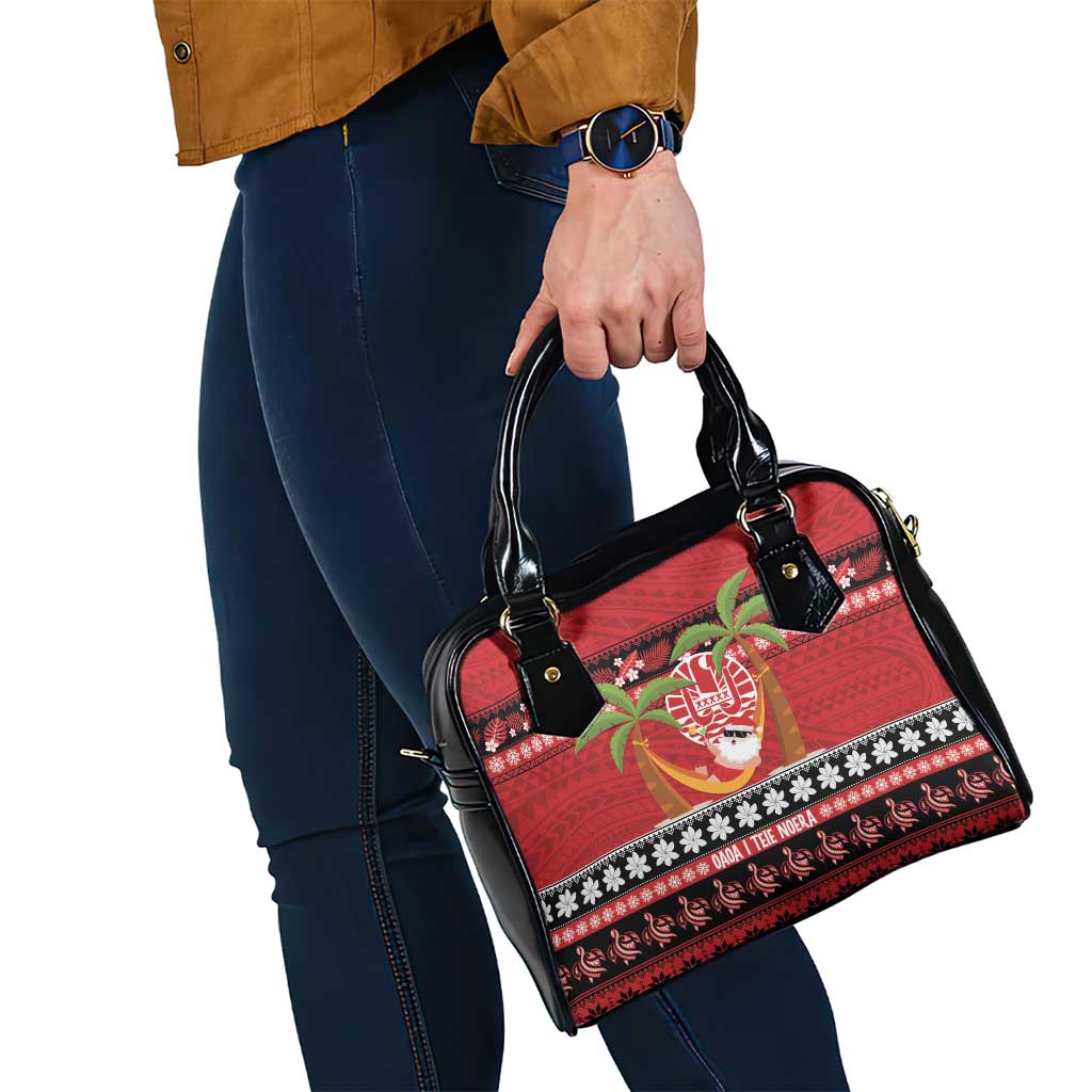 French Polynesia Christmas Shoulder Handbag Tiare Chilling Santa Oaoa I teie Noera LT14 - Polynesian Pride