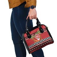 French Polynesia Christmas Shoulder Handbag Tiare Chilling Santa Oaoa I teie Noera LT14 - Polynesian Pride