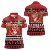 French Polynesia Christmas Women Polo Shirt Tiare Chilling Santa Oaoa I teie Noera - Polynesian Pride