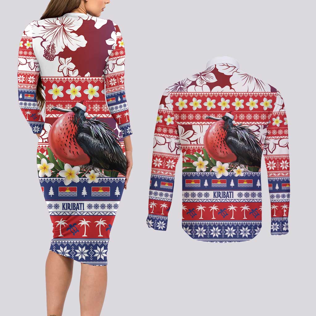 Kiribati Christmas Couples Matching Long Sleeve Bodycon Dress and Long Sleeve Button Shirt Frigatebird Santa Tekeraoi n te Kiritimati LT14 - Polynesian Pride