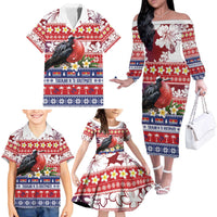 Kiribati Christmas Family Matching Off The Shoulder Long Sleeve Dress and Hawaiian Shirt Frigatebird Santa Tekeraoi n te Kiritimati LT14 - Polynesian Pride
