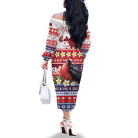 Kiribati Christmas Family Matching Off The Shoulder Long Sleeve Dress and Hawaiian Shirt Frigatebird Santa Tekeraoi n te Kiritimati LT14 - Polynesian Pride