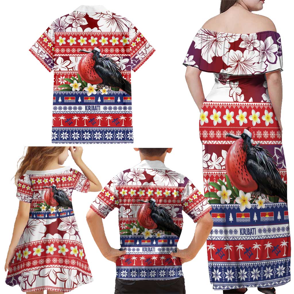 Kiribati Christmas Family Matching Off Shoulder Maxi Dress and Hawaiian Shirt Frigatebird Santa Tekeraoi n te Kiritimati LT14 - Polynesian Pride