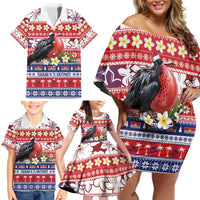 Kiribati Christmas Family Matching Off Shoulder Short Dress and Hawaiian Shirt Frigatebird Santa Tekeraoi n te Kiritimati LT14 - Polynesian Pride
