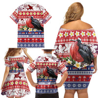 Kiribati Christmas Family Matching Off Shoulder Short Dress and Hawaiian Shirt Frigatebird Santa Tekeraoi n te Kiritimati LT14 - Polynesian Pride