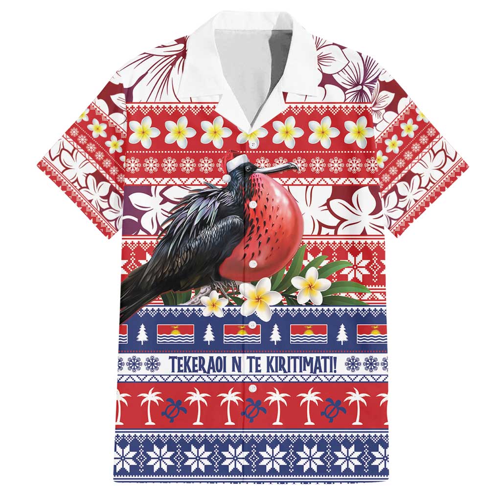 Kiribati Christmas Family Matching Puletasi and Hawaiian Shirt Frigatebird Santa Tekeraoi n te Kiritimati LT14 Dad's Shirt - Short Sleeve Red - Polynesian Pride