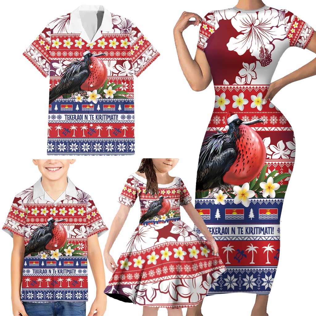 Kiribati Christmas Family Matching Short Sleeve Bodycon Dress and Hawaiian Shirt Frigatebird Santa Tekeraoi n te Kiritimati LT14 - Polynesian Pride