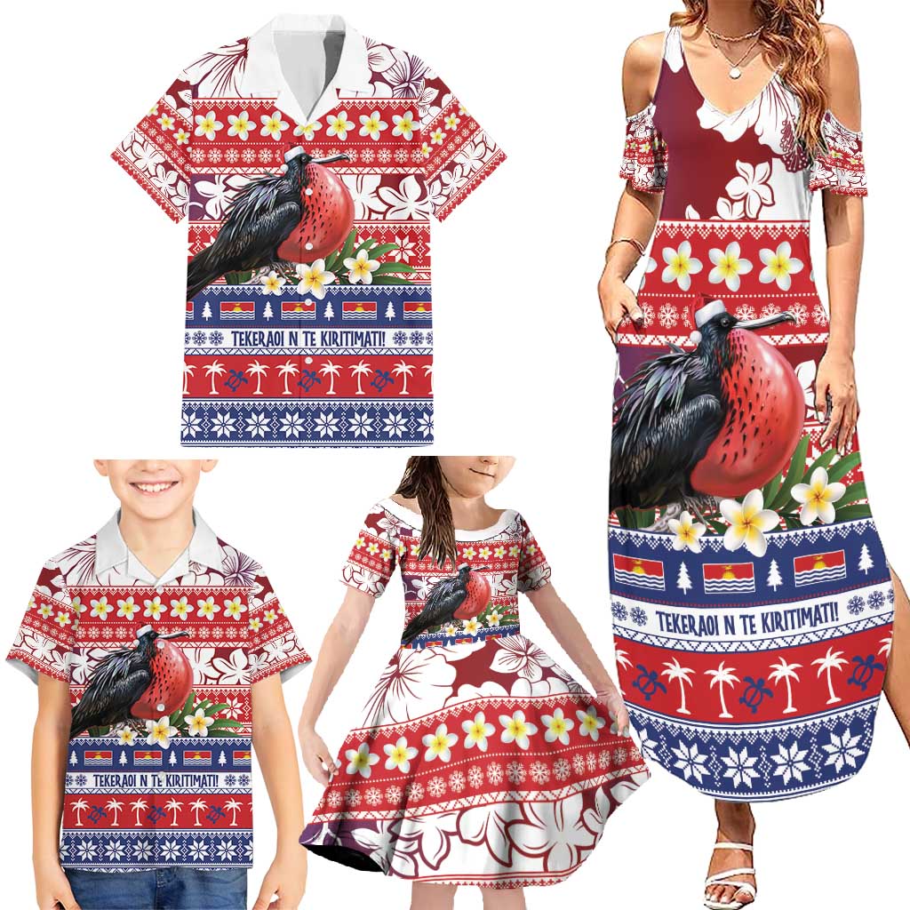 Kiribati Christmas Family Matching Summer Maxi Dress and Hawaiian Shirt Frigatebird Santa Tekeraoi n te Kiritimati LT14 - Polynesian Pride