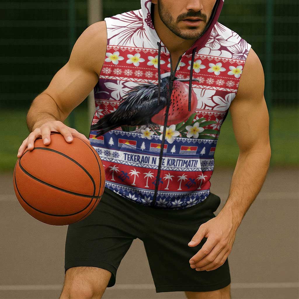 Kiribati Christmas Sleeveless Zip Hoodie Frigatebird Santa Tekeraoi n te Kiritimati - Polynesian Pride