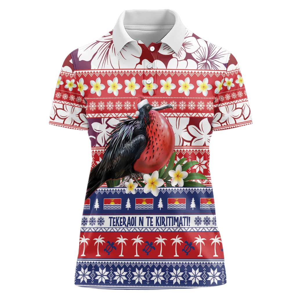 Kiribati Christmas Women Polo Shirt Frigatebird Santa Tekeraoi n te Kiritimati LT14 Female Red - Polynesian Pride