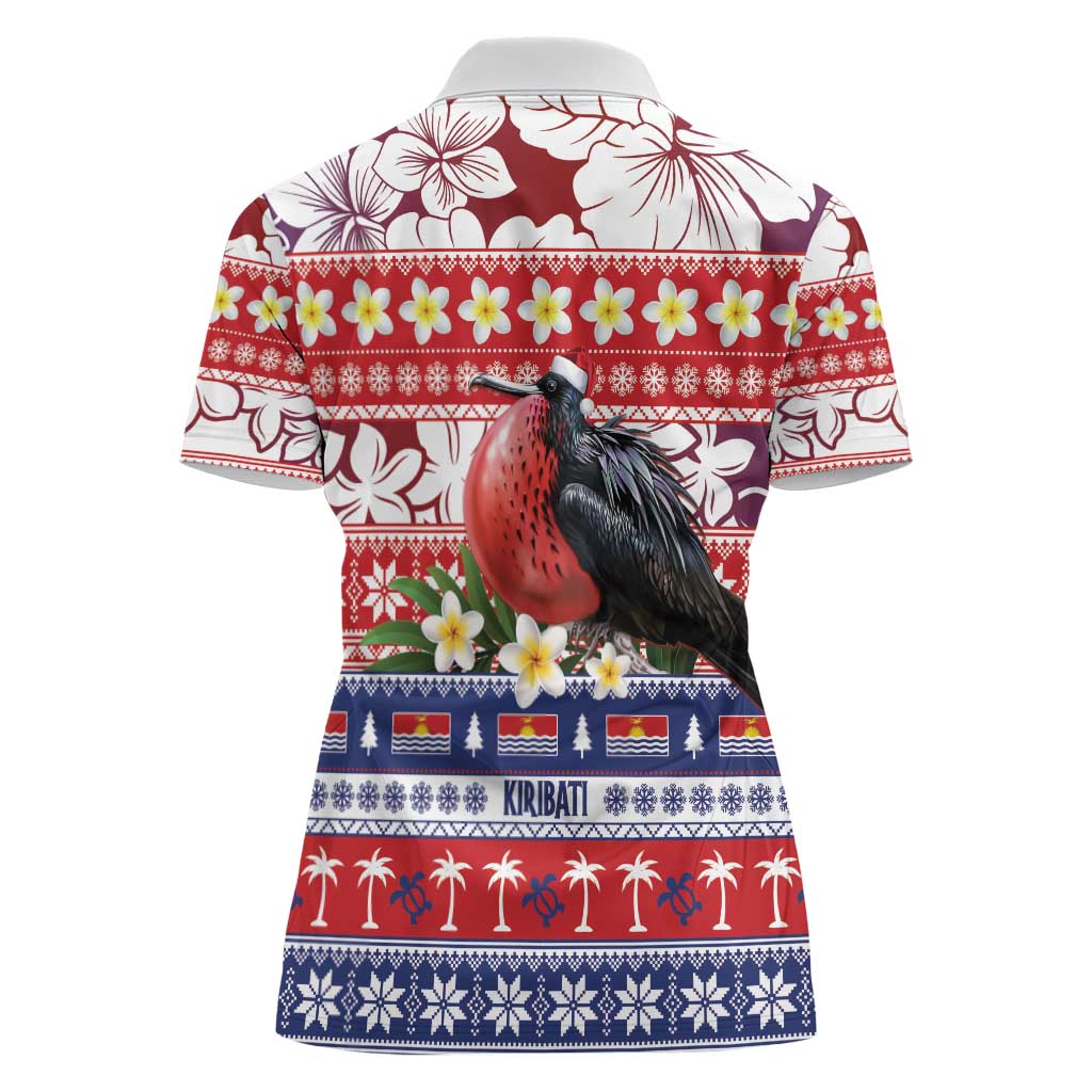 Kiribati Christmas Women Polo Shirt Frigatebird Santa Tekeraoi n te Kiritimati LT14 - Polynesian Pride