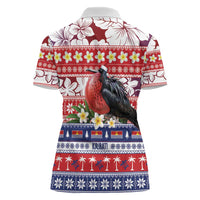 Kiribati Christmas Women Polo Shirt Frigatebird Santa Tekeraoi n te Kiritimati LT14 - Polynesian Pride