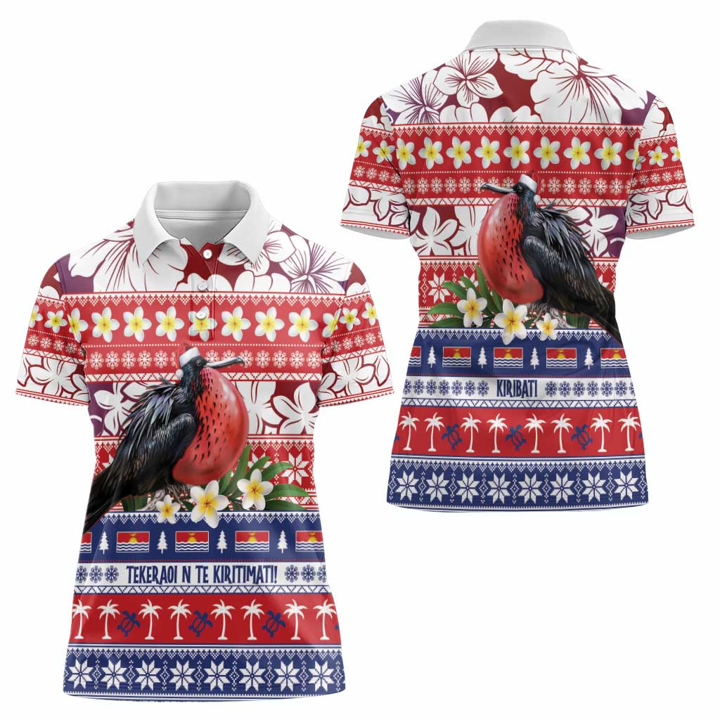 Kiribati Christmas Women Polo Shirt Frigatebird Santa Tekeraoi n te Kiritimati LT14 - Polynesian Pride