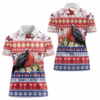 Kiribati Christmas Women Polo Shirt Frigatebird Santa Tekeraoi n te Kiritimati LT14 - Polynesian Pride