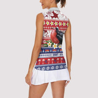 Kiribati Christmas Women Sleeveless Polo Shirt Frigatebird Santa Tekeraoi n te Kiritimati LT14 - Polynesian Pride