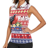 Kiribati Christmas Women Sleeveless Polo Shirt Frigatebird Santa Tekeraoi n te Kiritimati LT14 - Polynesian Pride