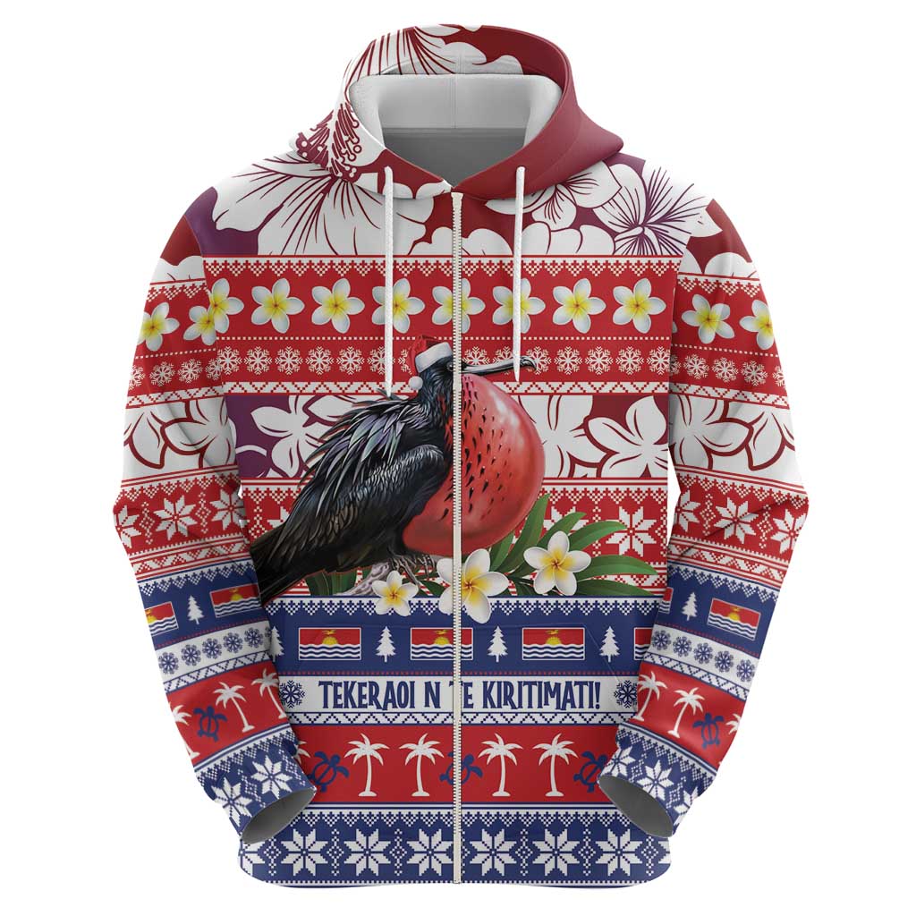 Kiribati Christmas Zip Hoodie Frigatebird Santa Tekeraoi n te Kiritimati - Polynesian Pride