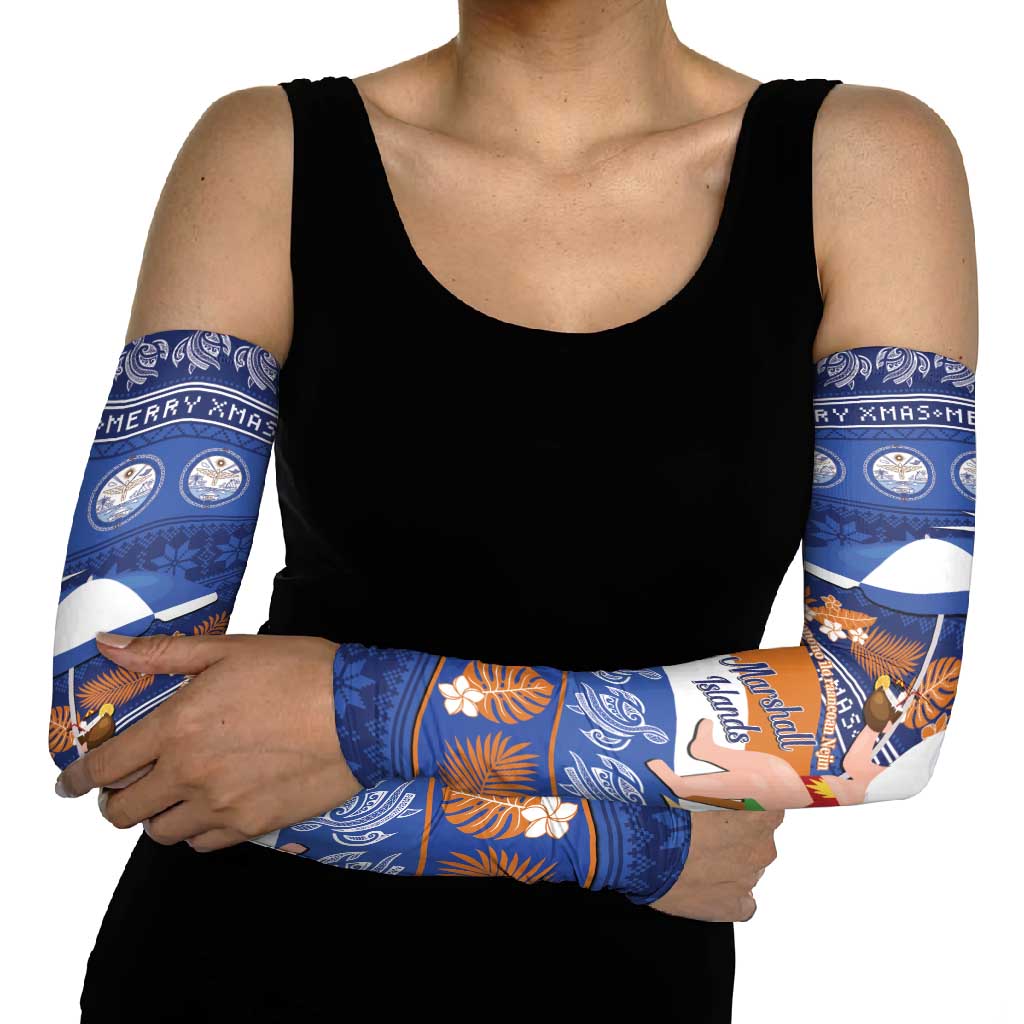 Marshall Islands Christmas Arm Sleeves Beachy Santa Monono ilo raaneoan Nejin LT14 - Polynesian Pride