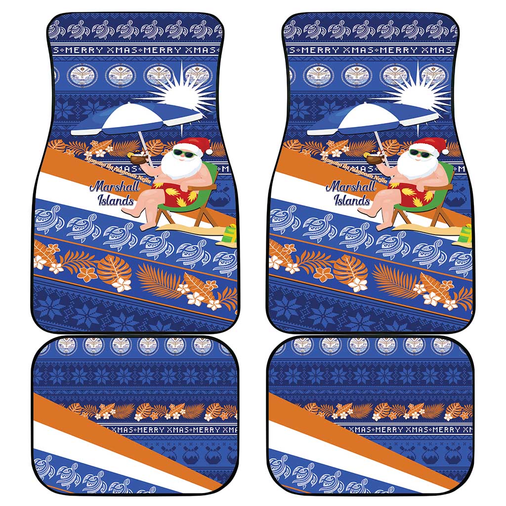 Marshall Islands Christmas Car Mats Beachy Santa Monono ilo raaneoan Nejin LT14 - Polynesian Pride