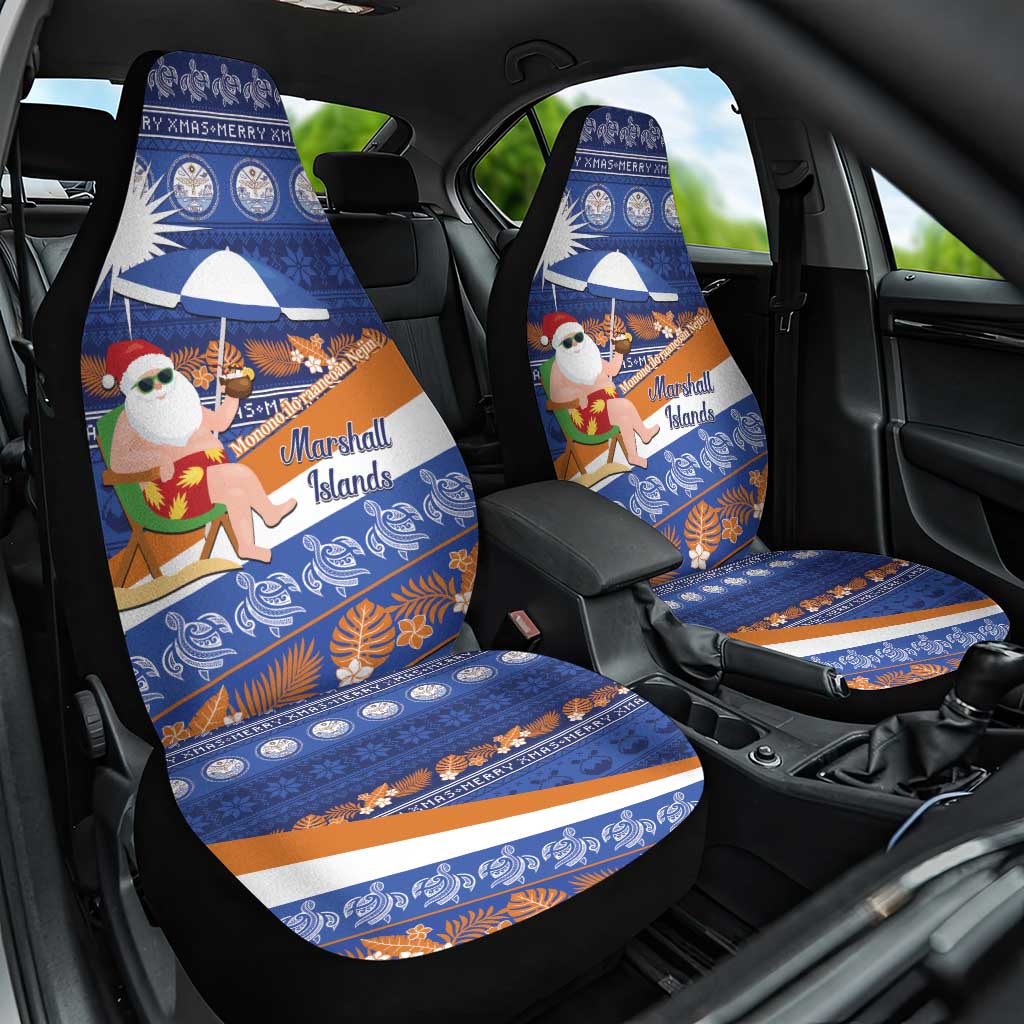 Marshall Islands Christmas Car Seat Cover Beachy Santa Monono ilo raaneoan Nejin LT14 One Size Blue - Polynesian Pride