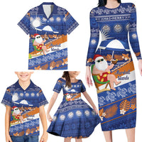 Marshall Islands Christmas Family Matching Long Sleeve Bodycon Dress and Hawaiian Shirt Beachy Santa Monono ilo raaneoan Nejin LT14 - Polynesian Pride
