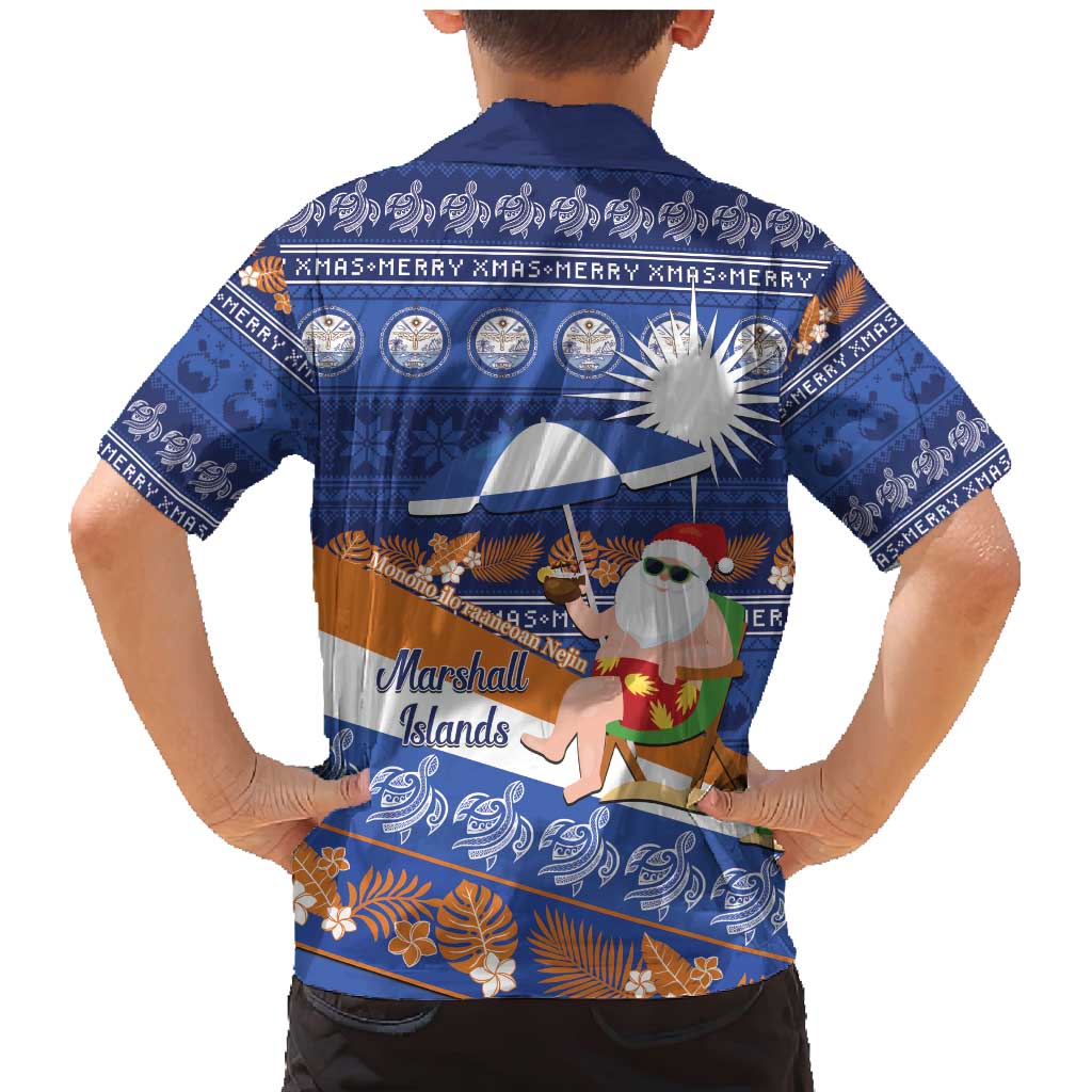 Marshall Islands Christmas Family Matching Mermaid Dress and Hawaiian Shirt Beachy Santa Monono ilo raaneoan Nejin LT14 - Polynesian Pride