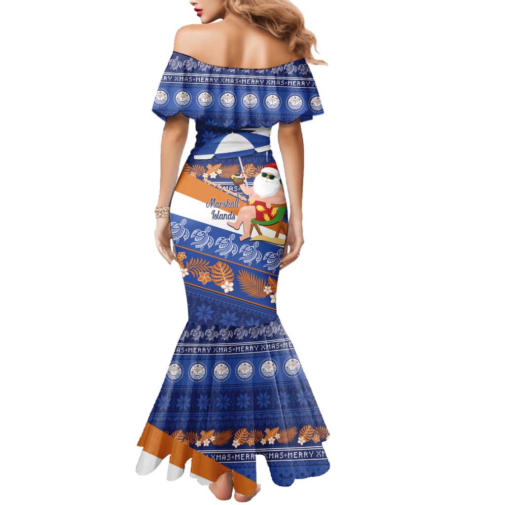 Marshall Islands Christmas Family Matching Mermaid Dress and Hawaiian Shirt Beachy Santa Monono ilo raaneoan Nejin LT14 - Polynesian Pride