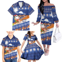 Marshall Islands Christmas Family Matching Off The Shoulder Long Sleeve Dress and Hawaiian Shirt Beachy Santa Monono ilo raaneoan Nejin LT14 - Polynesian Pride