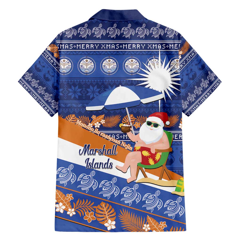 Marshall Islands Christmas Family Matching Off Shoulder Maxi Dress and Hawaiian Shirt Beachy Santa Monono ilo raaneoan Nejin LT14 - Polynesian Pride