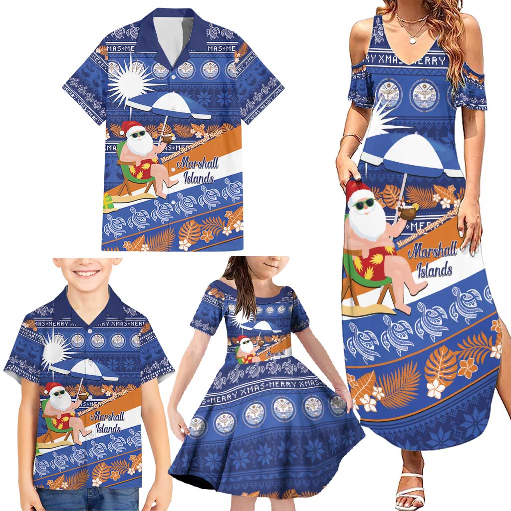Marshall Islands Christmas Family Matching Summer Maxi Dress and Hawaiian Shirt Beachy Santa Monono ilo raaneoan Nejin LT14 - Polynesian Pride