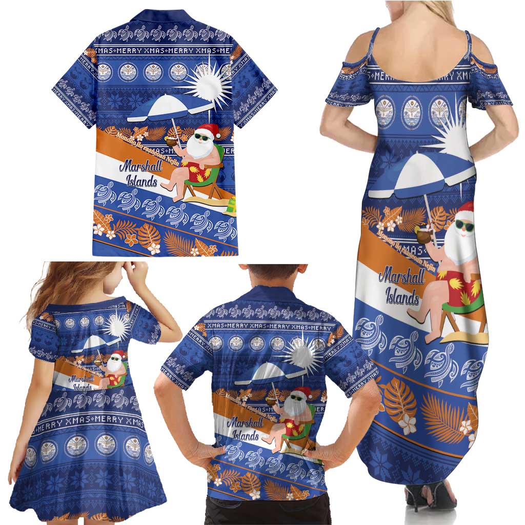 Marshall Islands Christmas Family Matching Summer Maxi Dress and Hawaiian Shirt Beachy Santa Monono ilo raaneoan Nejin LT14 - Polynesian Pride