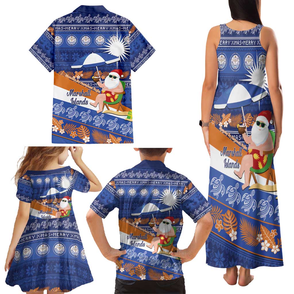 Marshall Islands Christmas Family Matching Tank Maxi Dress and Hawaiian Shirt Beachy Santa Monono ilo raaneoan Nejin LT14 - Polynesian Pride