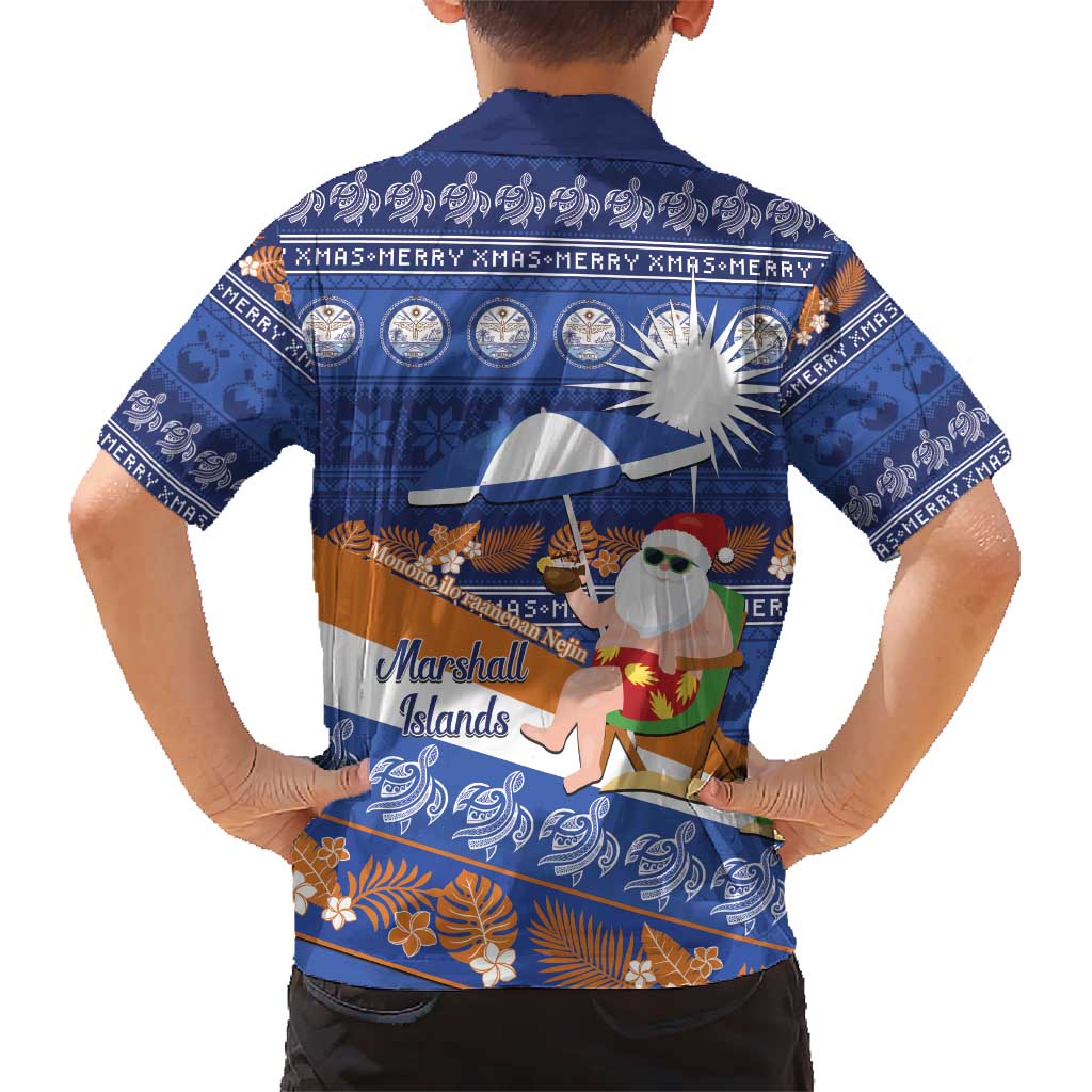 Marshall Islands Christmas Hawaiian Shirt Beachy Santa Monono ilo raaneoan Nejin - Polynesian Pride