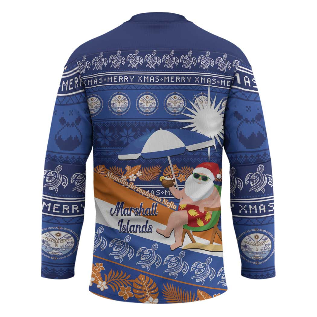 Marshall Islands Christmas Hockey Jersey Beachy Santa Monono ilo raaneoan Nejin - Polynesian Pride
