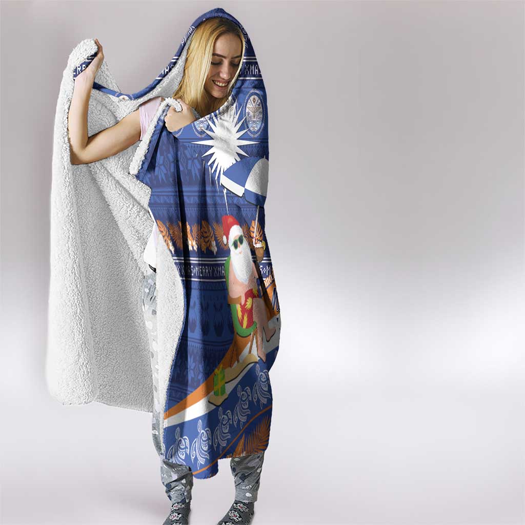 Marshall Islands Christmas Hooded Blanket Beachy Santa Monono ilo raaneoan Nejin LT14 - Polynesian Pride