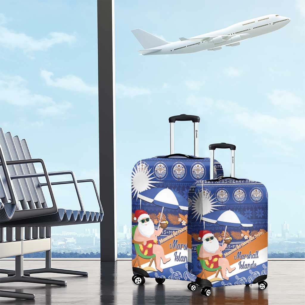 Marshall Islands Christmas Luggage Cover Beachy Santa Monono ilo raaneoan Nejin - Polynesian Pride