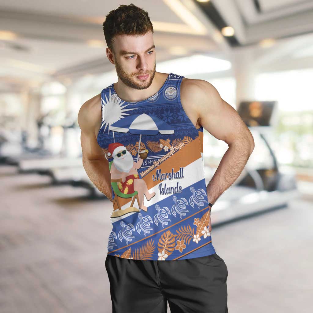 Marshall Islands Christmas Men Tank Top Beachy Santa Monono ilo raaneoan Nejin LT14 Blue - Polynesian Pride