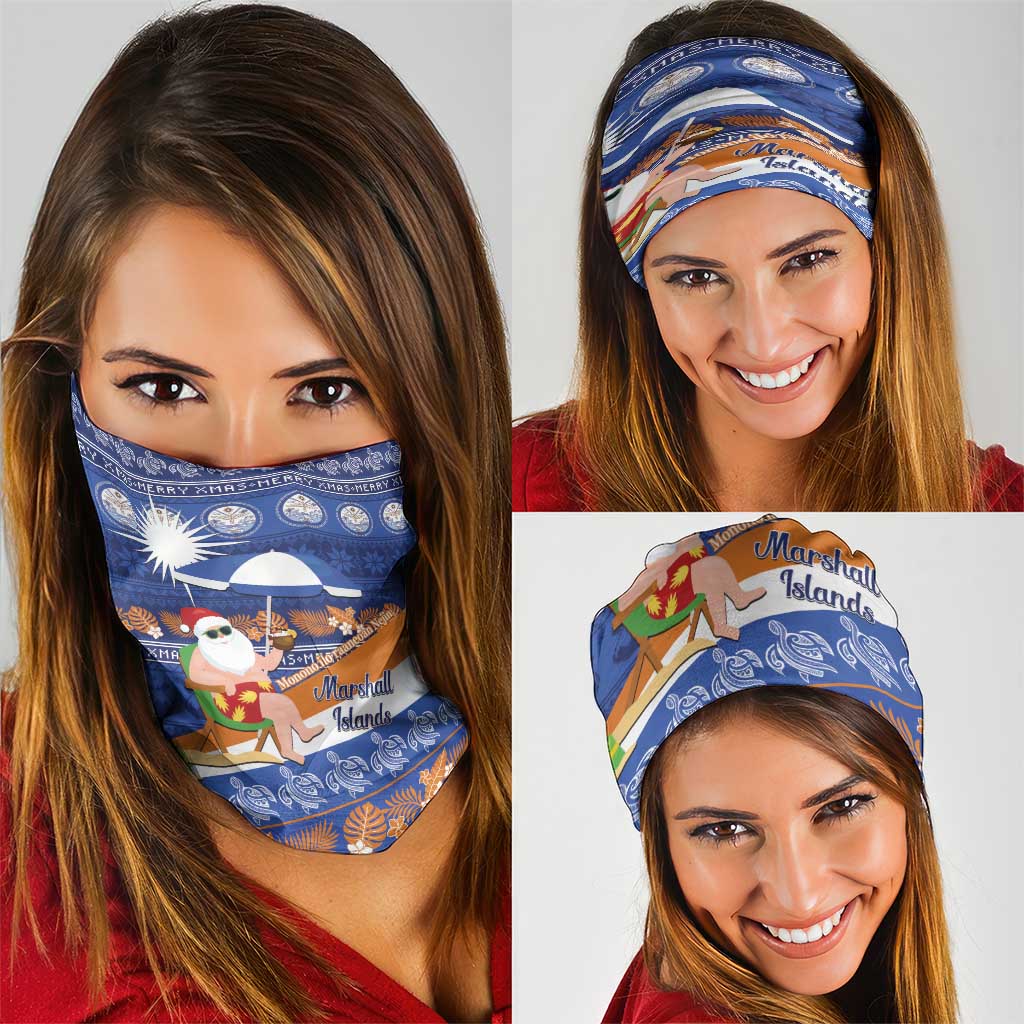 Marshall Islands Christmas Neck Gaiter Beachy Santa Monono ilo raaneoan Nejin LT14 - Polynesian Pride