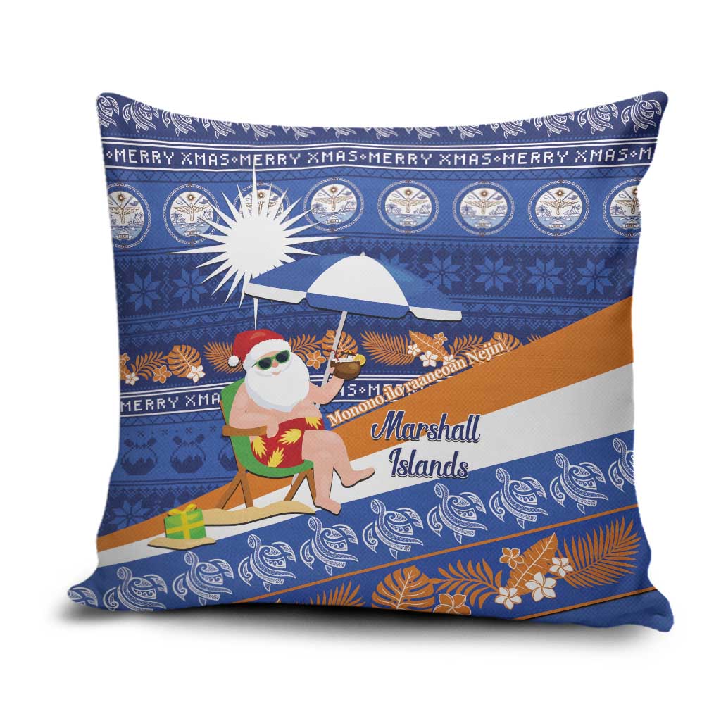 Marshall Islands Christmas Pillow Cover Beachy Santa Monono ilo raaneoan Nejin LT14 Blue - Polynesian Pride