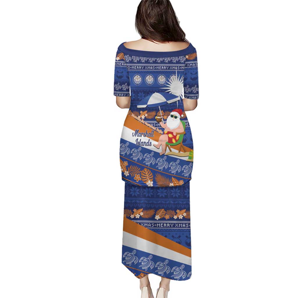 Marshall Islands Christmas Puletasi Beachy Santa Monono ilo raaneoan Nejin LT14 - Polynesian Pride